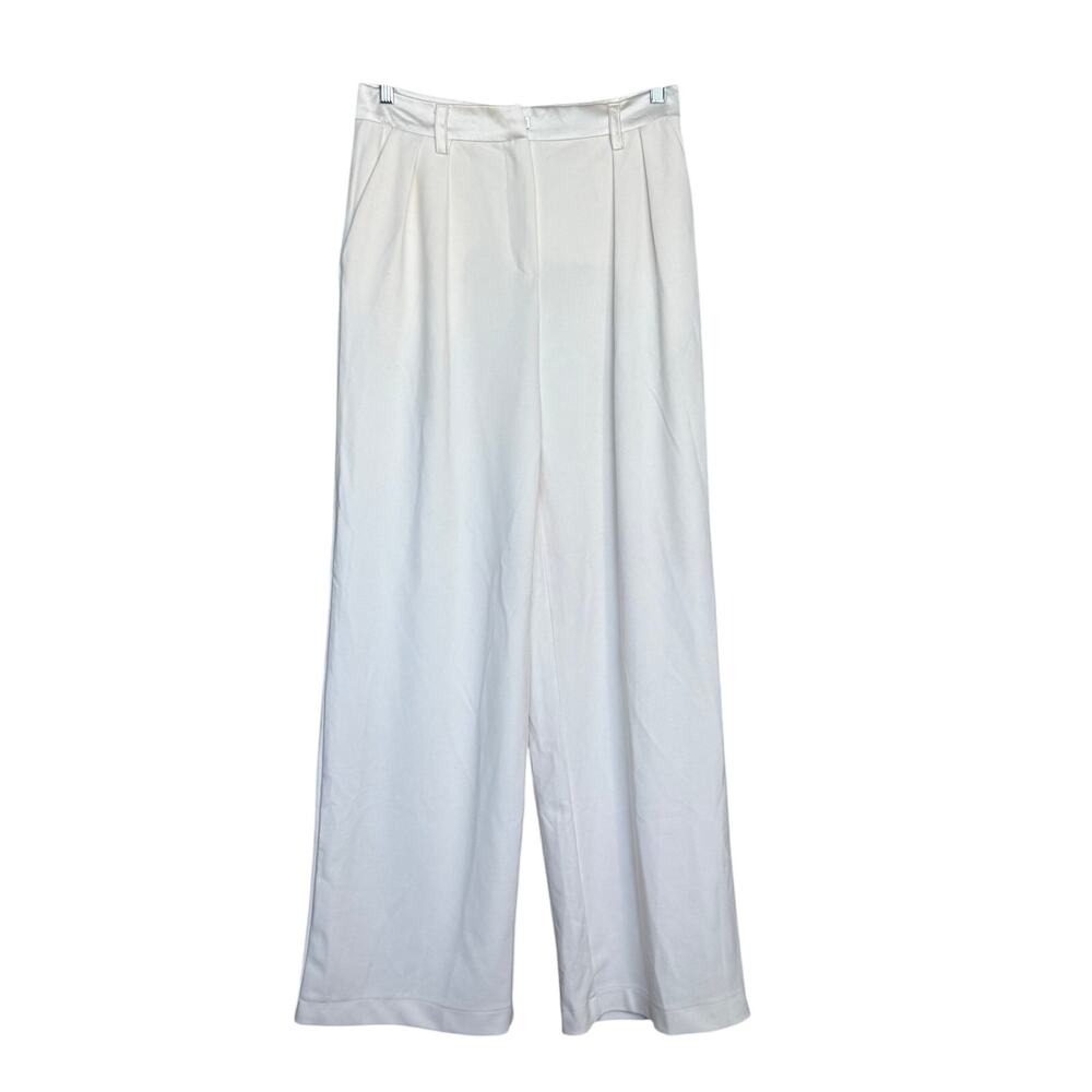Aqua Cream Satin Trim Classic Dress Pants L NWOT